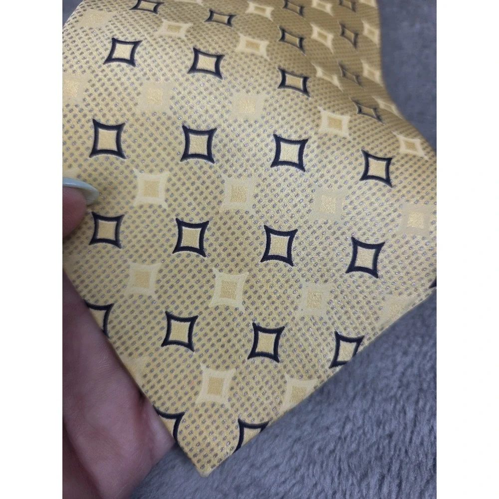 Retro Ruffini Men's‎ Neck Tie Yellow Geometric Classy Sexy Silk 3.75/60